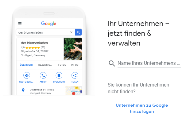 Erstellung eines neuen Eintrags in Google My Business