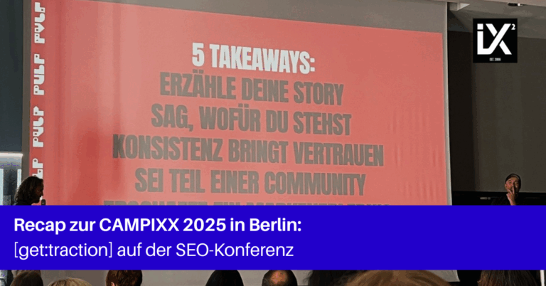 Campixx-Recap 2025: rote Folie mit schwatzem Text. Titel des Beitrags auf blauem Grund